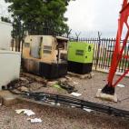 A partially burnt down communication tower destroyed by Boko Haram in Maiduguri, Nigeria, Friday, Sept. 7, 2012. A radical Islamist sect claimed responsibility Friday for attacks on mobile phone towers which have crippled communications in Niger...
