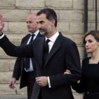 Los reyes Felipe y Letizia en el funeral por las víctimas del vuelo de GermanWings siniestrado en los Alpes el 24 de marzo.