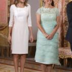 Durante una audiencia por la visita del presidente de Panamá, Juan Carlos Varela. Aquí, con la primera dama panameña, Lorena Castillo de Varela.