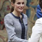 Durante una recepción con representantes del mundo de la solidaridad, en El Pardo.