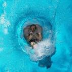 Un hombre se zambulle en Colonia, Alemania.