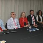 El Príncipe de Asturias, junto al presidente del Comité Olímpico Español, Alejandro Blanco, la directora de relaciones internacionales de M20, Theresa Zabell, el consejero delegado de Madrid 2020, Víctor Sánchez, la alcaldesa de Madrid, An...