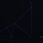 Justo a la izquierda de este grupo de constelaciones zodiacales se puede ver Capricornio. Se identifica porque uniendo las estrellas más brillantes tiene forma de triángulo invertido.