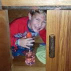 Aunque nos quedamos en un bungalow, mi hijo de cuatro años insiste en dormir en el buffet.