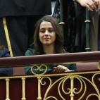 La líder de Ciudadanos en Cataluña, Inés Arrimadas, sigue desde la tribuna de invitados del Congreso la sesión.