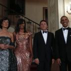 Junto a Matteo Renzi y Agnese Landini.