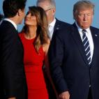 Muy de la mano con su marido Donald Trump, pero a quien Melania pone 'ojitos' es al primer ministro canadiense, Justin Trudeau.