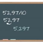 Se trata de mover la coma hacia la izquierda tantas veces como ceros tenga el divisor. Si el n&uacute;mero se divide entre 10, hay que mover la coma una posici&oacute;n. Si se divide entre 1000, se mueven tres.