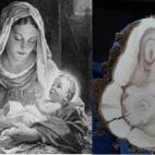 FOX 13 viewer Dean Hansen sent us a picture of a piece of wood that he says bears the image of the Virgin Mary and Baby Jesus. CREDIT: Fox13