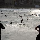 Surfistas en Las Canteras (Gran Canaria)