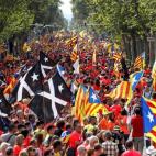 Banderas y esteladas en el Día de Cataluña.