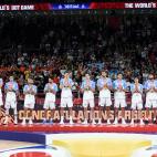BEIJING, CHINA - SEPTEMBER 15: Team Argentina reacts after lose the finals between Argentina and Spain of 2019 FIBA World Cup at the Cadillac Arena on September 15, 2019 in Beijing, China. (Photo by Yanshan Zhang/Getty Images)