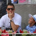 Cristiano Ronaldo llevó a su hijo, Cristiano Ronaldo Jr., al mirar el juego del Abierto de Madrid entre Rafael Nadal y Jarkko Nieminen, el 8 de mayo.