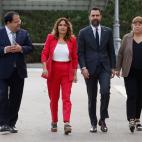 La delegaci&oacute;n catalana en su la llegada a Moncloa.
