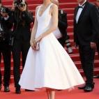 A su llegada a la proyección de la película La Fille Inconnue (La chica desconocida).