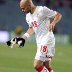 Un gato en un partido de fútbol entre Túnez y Francia en 2010.