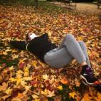 Haciendo deporte en El Retiro.