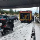 En diez minutos, Madrid se ha cubierto de blanco por la granizada.