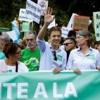 El candidato de M&aacute;s Pa&iacute;s a las elecciones generales, &Iacute;&ntilde;igo Errej&oacute;n, durante la manifestaci&oacute;n.