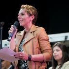Rocío Carrasco dando el pregón de la Feria del vino en 2015.