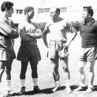 De izquierda a derecha, Rial, Didi, Di Stefano y Puskas