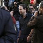 El secretario general de Podemos, Pablo Iglesias, a su llegada a la Cámara Baja.