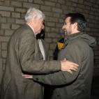BARCELONA, SPAIN - FEBRUARY 13: Jordi Evole (R) and Pascual Maragall (L) attend the 'City of Barcelona Award' at the Town Hall on February 13, 2012 in Barcelona, Spain. (Photo by Europa Press/Europa Press via Getty Images)