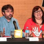 BARCELONA, SPAIN - MAY 30: (L-R) Jordi Evole and Marina Marroqui attend 'Eso No Es Amor', 'That's not Love' book presentation at the Fnac Triangle on May 30, 2017 in Barcelona, Spain. (Photo by Miquel Benitez/Getty Images)