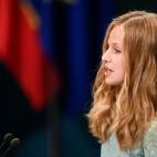 La princesa Leonor, durante su primer discurso.