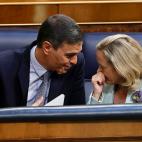 S&aacute;nchez y Calvi&ntilde;o tras la intervenci&oacute;n del presidente del Gobierno.