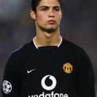 Cristiano Ronaldo en el 2003 con el Manchester United en la Champions League