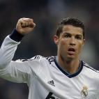 Real Madrid's Cristiano Ronaldo from Portugal celebrates after scoring a goal during a Copa del Rey soccer match against Celta de Vigo at the Santiago Bernabeu stadium in Madrid, Wednesday, Jan. 9, 2013. (AP Photo/Daniel Ochoa de Olza)