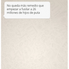 "No queda más remedio que empezar a fusilar a 26 millones de hijos de puta"