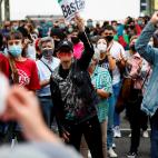 Protesta en Vallecas contra las restricciones de movilidad.