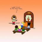 "Quiero sentarme en primera fila", dice una pequeña Ana Wintour en un teatro de marionetas con su inconfundible melena y sus gafas oscuras.