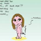 "Kate, ¿Qué haces con un cigarrillo a tu edad? Si sigues comportándote así vas a ser...". "¿Famosa?", dice la modelo Kate Moss.