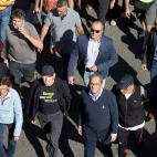 Quim Torra con los independentistas en una de las "Marchas por la libertad"