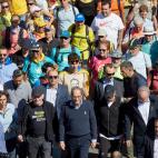 Quim Torra con los manifestantes independentistas durante las "Marchas"