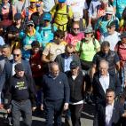 Quim Torra con los independentistas en una de las "Marchas por la libertad"