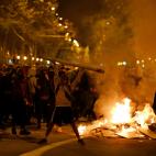 Manifestantes en el centro de Barcelona.