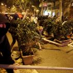 Protestors build barricades during clashes with police in Barcelona, Spain, Wednesday, Oct. 16, 2019. Spain's government said Wednesday it would do whatever it takes to stamp out violence in Catalonia, where clashes between regional independence...