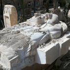 El León de Al Lat, parcialmente dañado. Las autoridades creen que podrán restaurarlo.