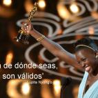 Nyong'o dedicó su premio a su familia, sus compañeros de reparto y al director Steve McQueen. "Cuando miro a esta estatua dorada me acuerdo de todos los niños pequeños. No importa de dónde seas, tus sueños son válidos", dijo con lágrimas...