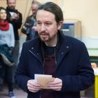 Pablo Iglesias, a punto de votar