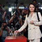 Sviatlana Tsikhanouskaya, la jefa de la oposici&oacute;n.