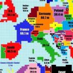 El mapa no difiere mucho del que estamos acostumbrados a ver, pero sí llama la atención el mayor tamaño que ocuparían países como Reino Unido, Italia y nuestro vecino, Portugal. Las islas Canarias también tienen su huequito: exactamente, c...