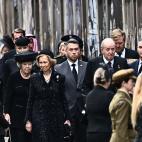 Los reyes eméritos, Juan Carlos I y Sofía, llegando al funeral de Estado.