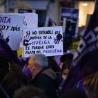 VALENCIA, SPAIN - MARCH 08: A group of women hold banners at a demonstration for 8M, International Women's Day, on March 8, 2022, in Valencia, Valencian Community, Spain. As every year, the streets of Valencia are filled with people who want to ...