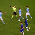 PORTO, PORTUGAL - MAY 29: Ruben Dias and Raheem Sterling of Manchester City appeal against a hand ball during the UEFA Champions League Final between Manchester City and Chelsea FC at Estadio do Dragao on May 29, 2021 in Porto, Portugal. (Photo ...