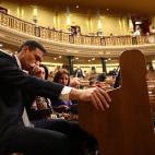 Pedro S&aacute;nchez, durante la moci&oacute;n de censura contra Rajoy.
